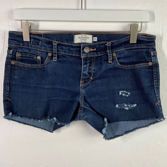 Abercrombie & Fitch Blue Dark Wash Custom Hem Shorts 2 - Picture 1 of 5